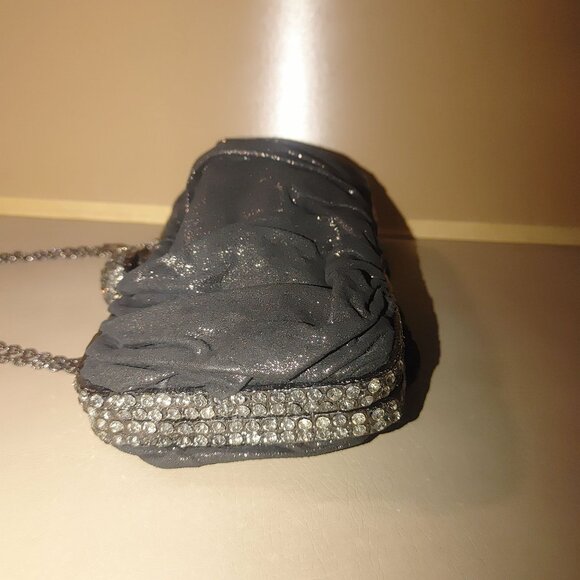 Clara Kasavina Handmade Black Satin & Rhinestone Evening Bag - Picture 9 of 10